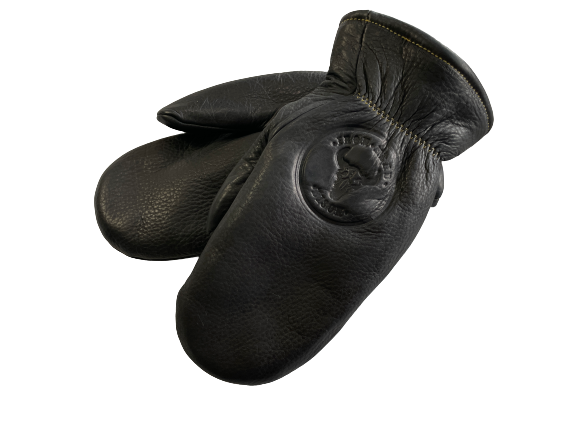 Black Bison Leather Mitts