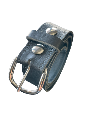 Black Bison Leather Belt - Thick 1.5 " Wide