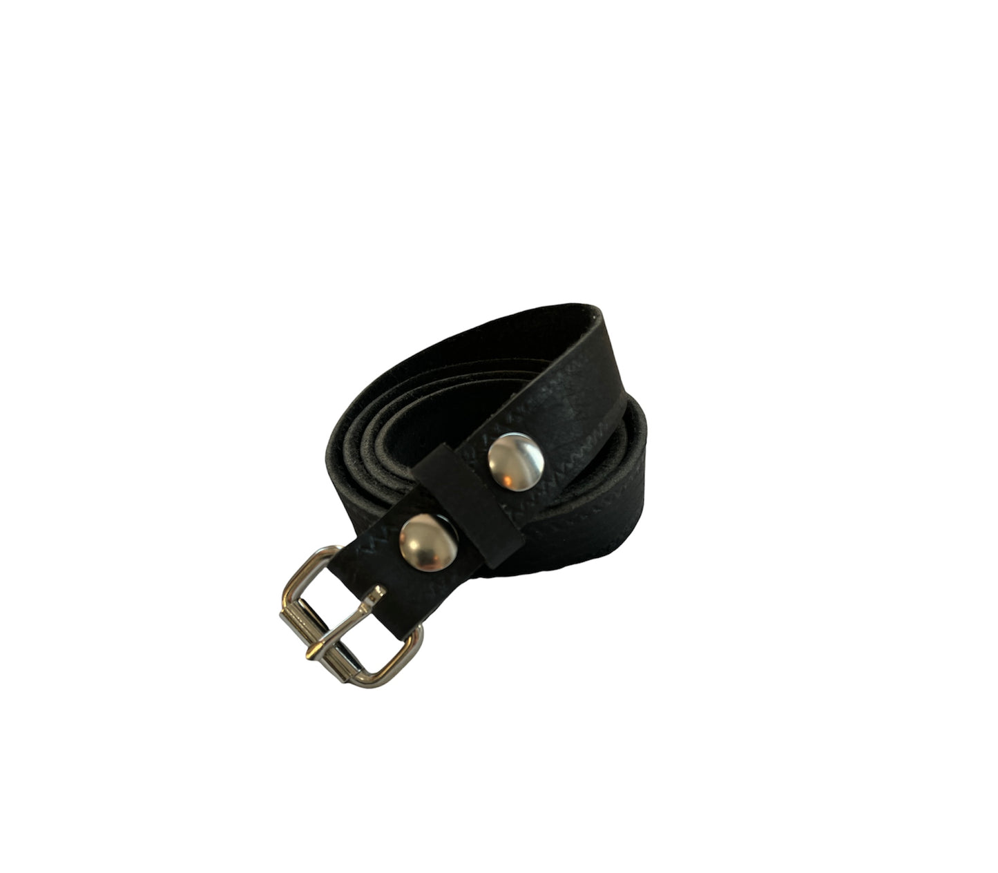 Black Bison Leather Belt - Thin 1" Wide
