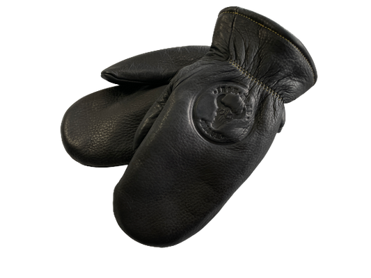 Black Bison Leather Mitts