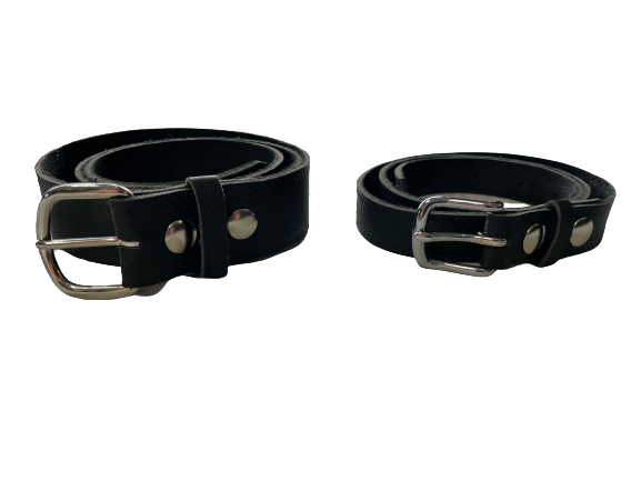 Black Bison Leather Belt - Thick 1.5 " Wide