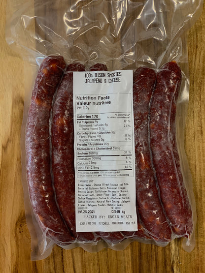 Bison Smokies with Jalapeño and Cheese