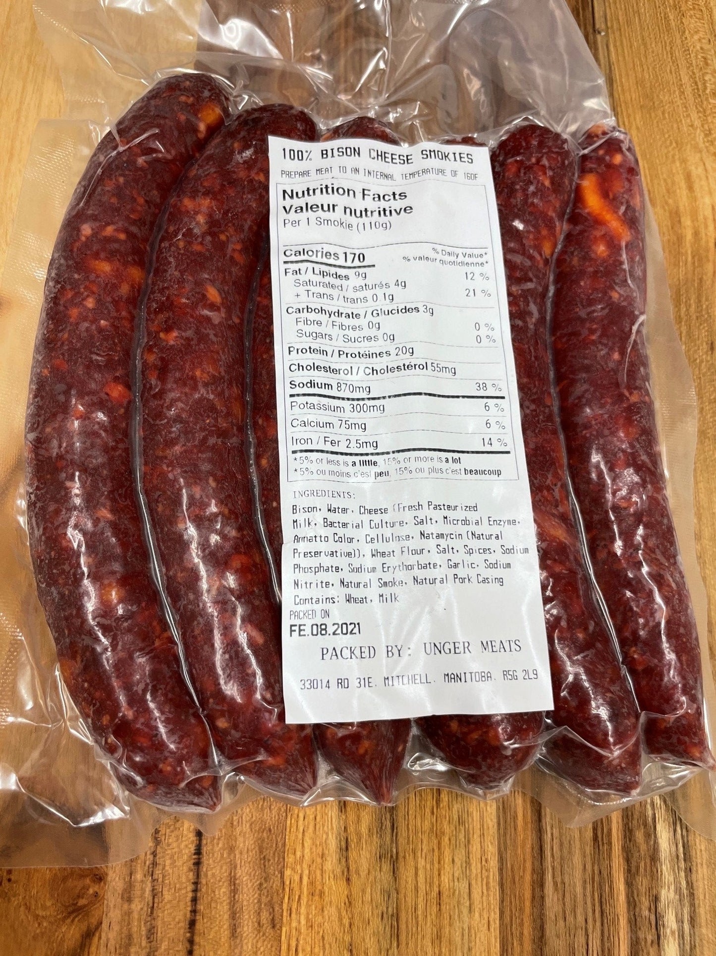 Bison Smokies with Cheese